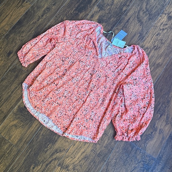 NWT Wit And Wisdom Floral Print orange top size XL (J10) - Picture 6 of 9